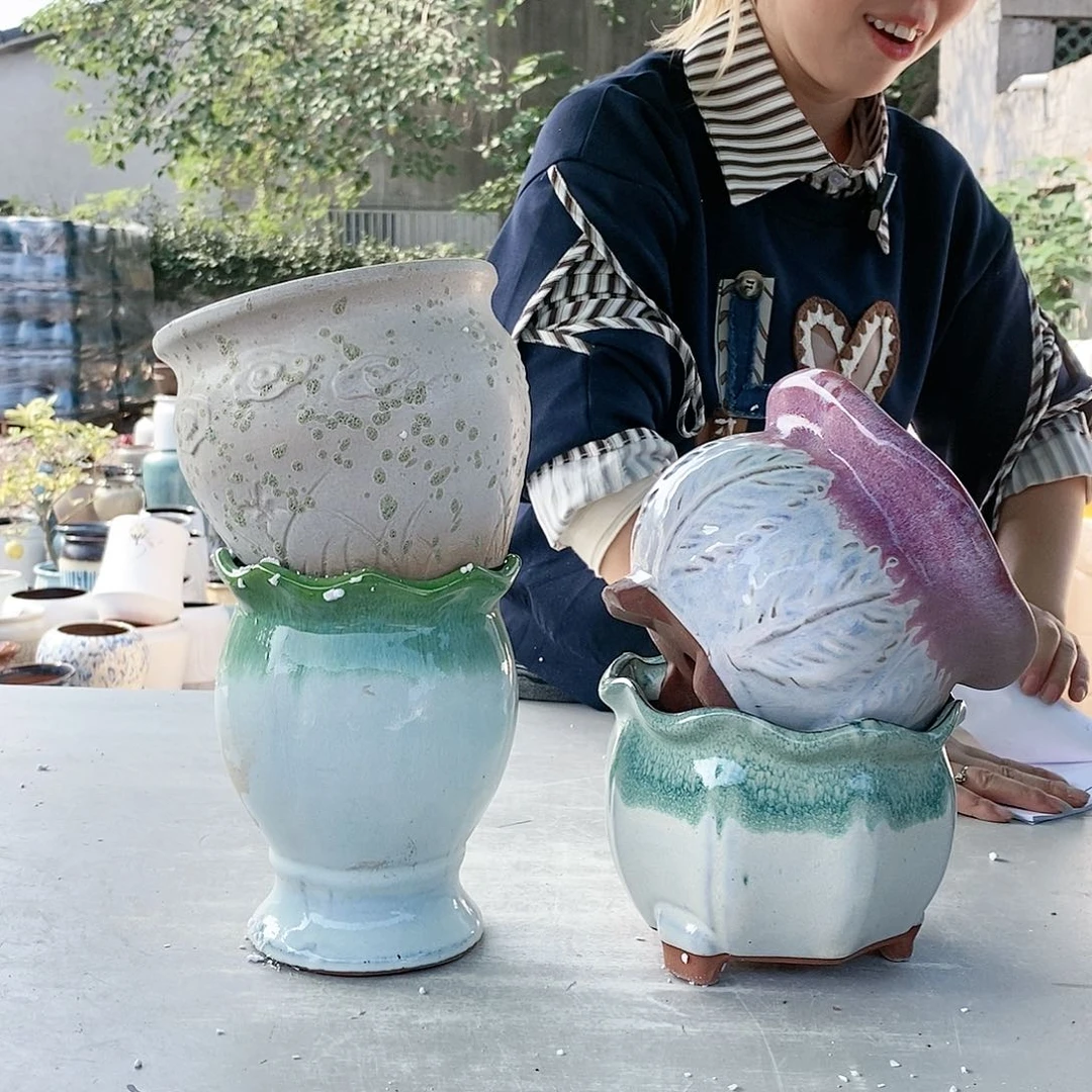 红陶20CM以下王嫂花盆1023-85瑕疵