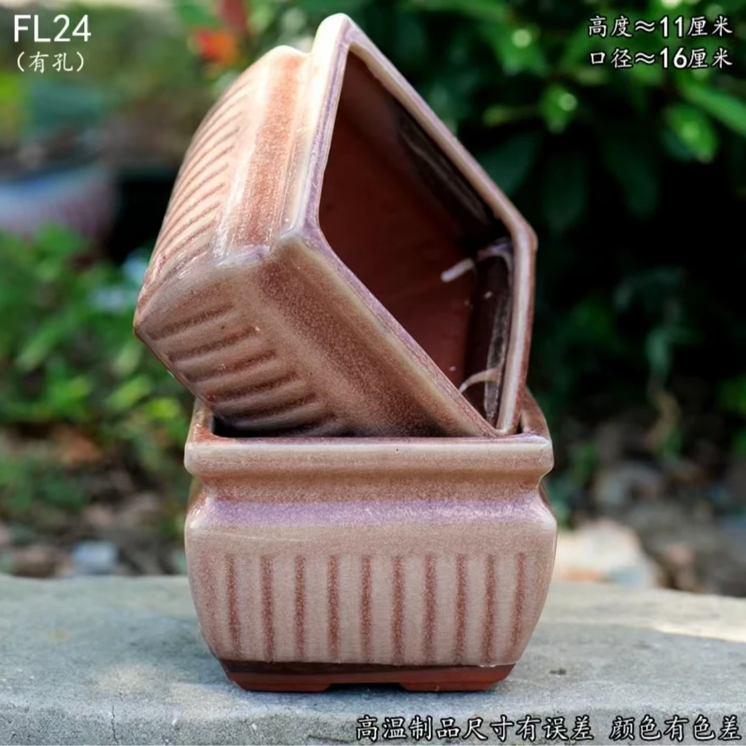 大口径多肉家用花盆陶瓷兰花方盆陶罐绿植花卉透气紫砂花盆TZ044