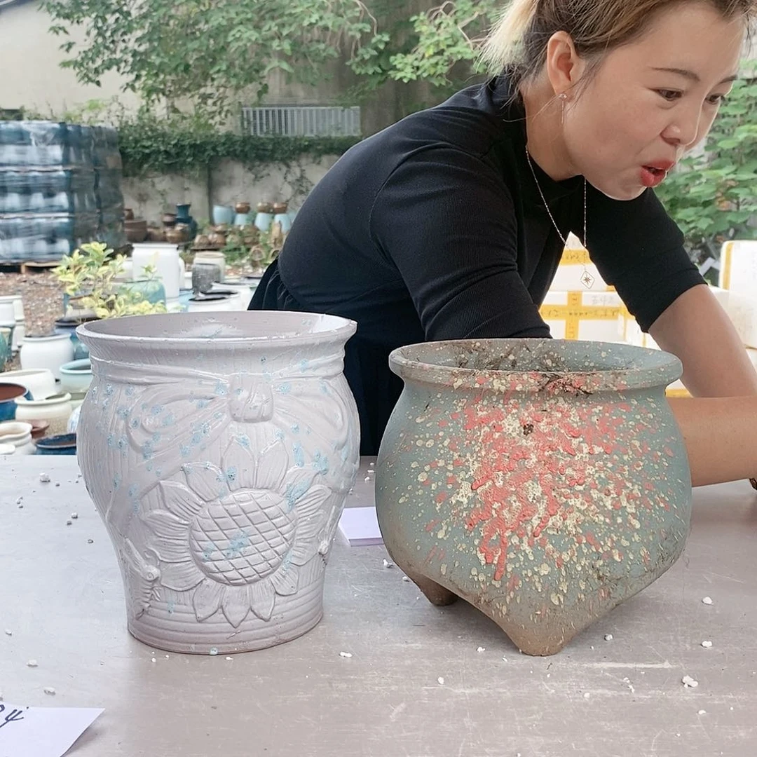 红陶20CM以下王嫂花盆1018-34瑕疵