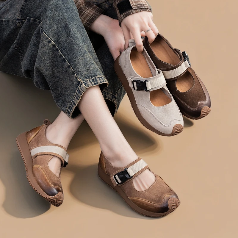 裴裴家65300春季新款魔术贴浅口单鞋文艺风轻便平底舒适百搭女鞋