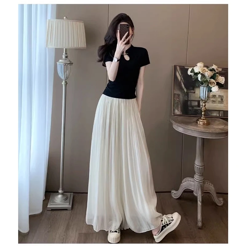 气质洋气新中式国风独特黑色上衣超好看裙裤2025新款女装