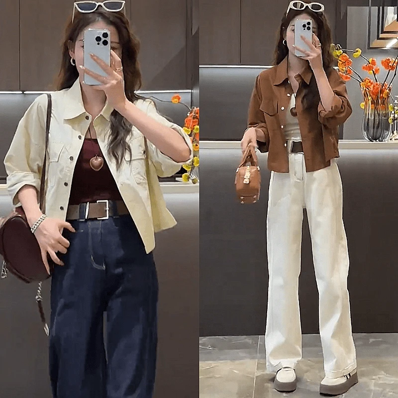 夹克短款外套女2024早秋新款韩版时尚休闲裤长裤套装潮流百搭