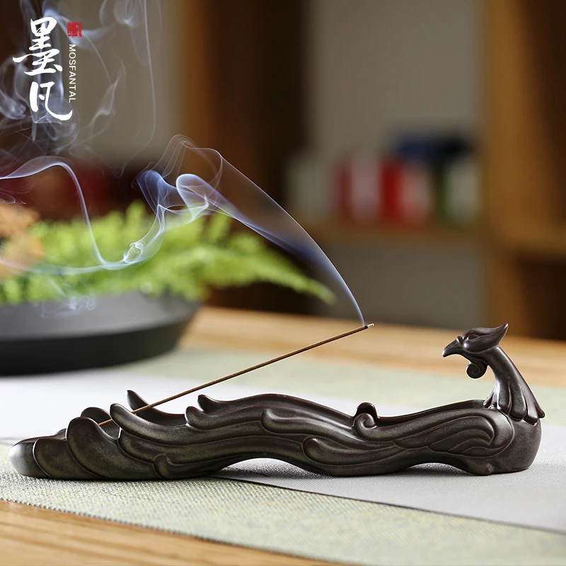 墨凡仿古香插线香炉陶瓷凤凰香薰炉茶道卧香炉檀香炉礼物送礼摆件