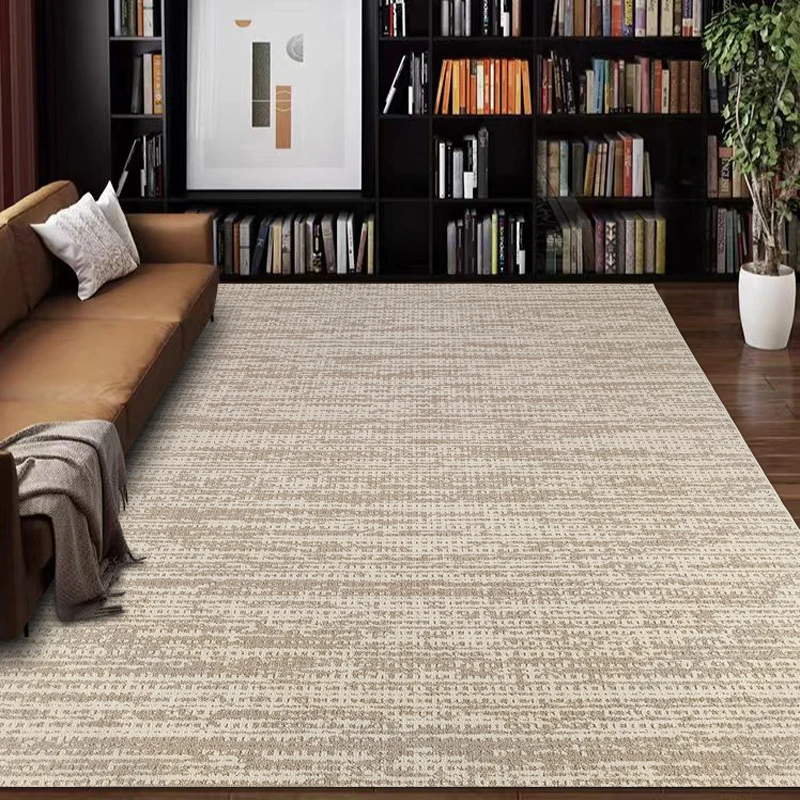 现代简约暖咖色防水防污客厅地毯法式轻奢中古奶油风茶几毯卧室垫