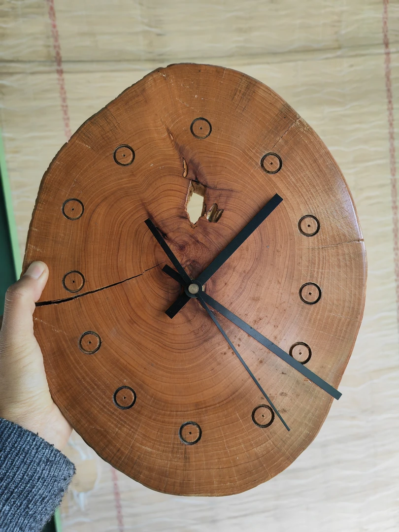 柏木纯手工制作时钟复古客厅家用静音个性卧室创意简约挂墙大气