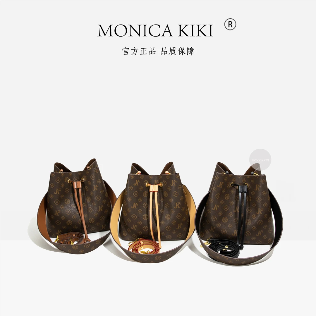 女包水桶包单肩包宽带2025新款时尚百搭休闲复古高级感印花小包包