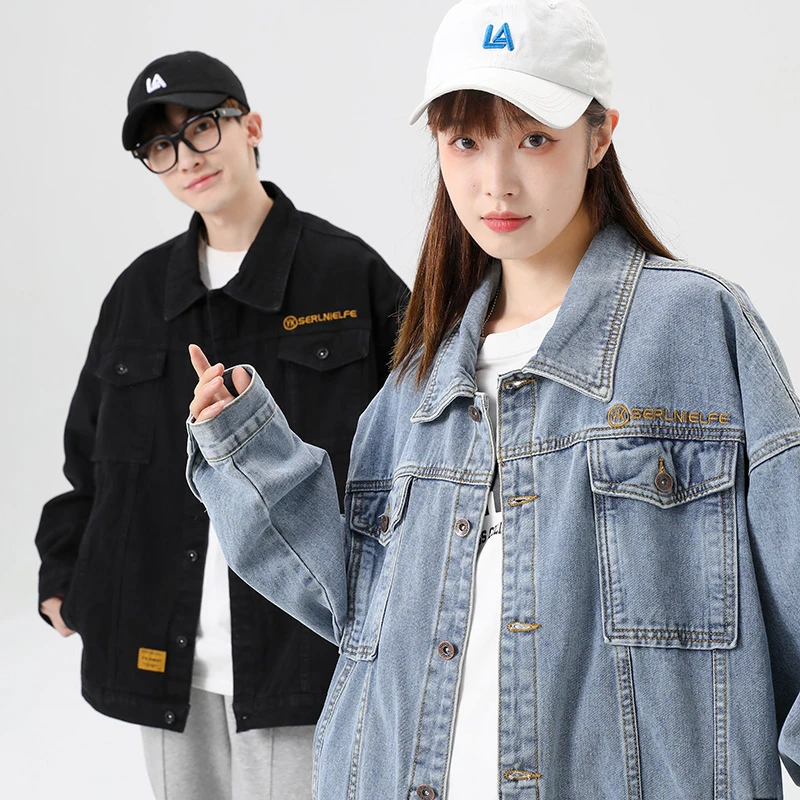 45岁男士牛仔外套秋冬季潮流爆款水洗复古蓝色牛仔夹克外套男上衣