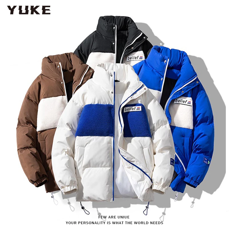 【YUKE】棉服男冬季情侣保暖撞色休闲宽松棉服韩版潮流男士面包服