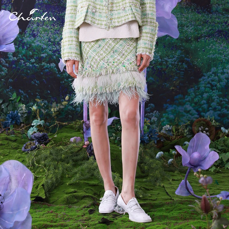 【媛媛专享】朝峰春季小香风裙子半身裙短裙CFC1A100-101E