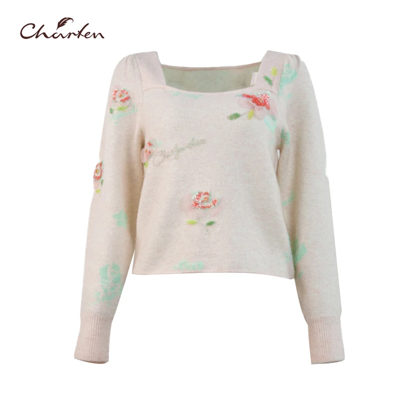 CHARFEN朝峰秋新款方领修身显瘦毛织衫毛衣CFD3C133-1063C