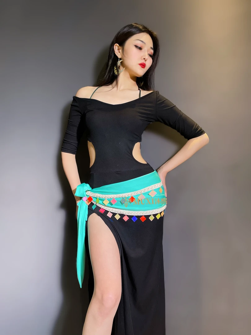 肚皮舞臀巾七彩亮片流苏腰链表演配饰沐熙佳2025原创设计