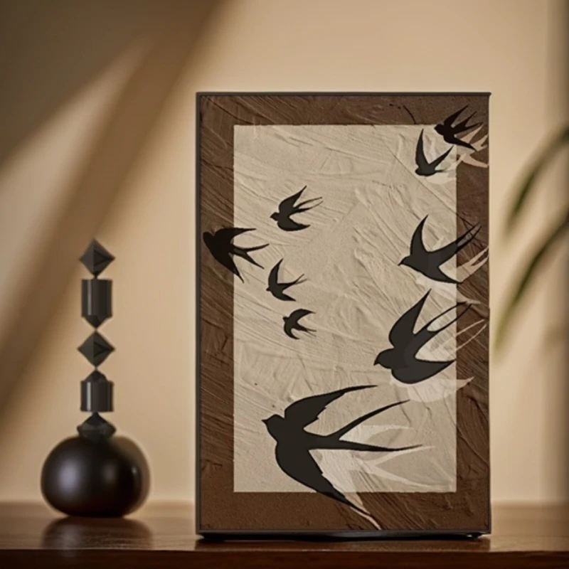 肌理板画中古风雁归客厅玄关卧室走廊书房客厅餐厅的装饰画