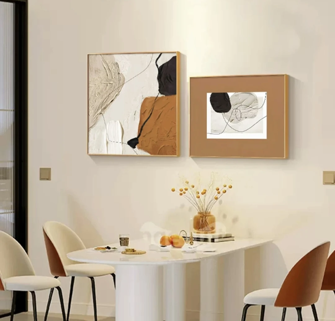轻奢两联适合客厅餐厅装饰画奶油风餐厅玄关会所客厅挂画