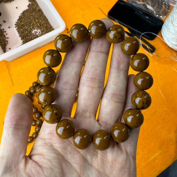 紫金鼠黄金甲正圆光珠懒人文玩皮实13-14mm