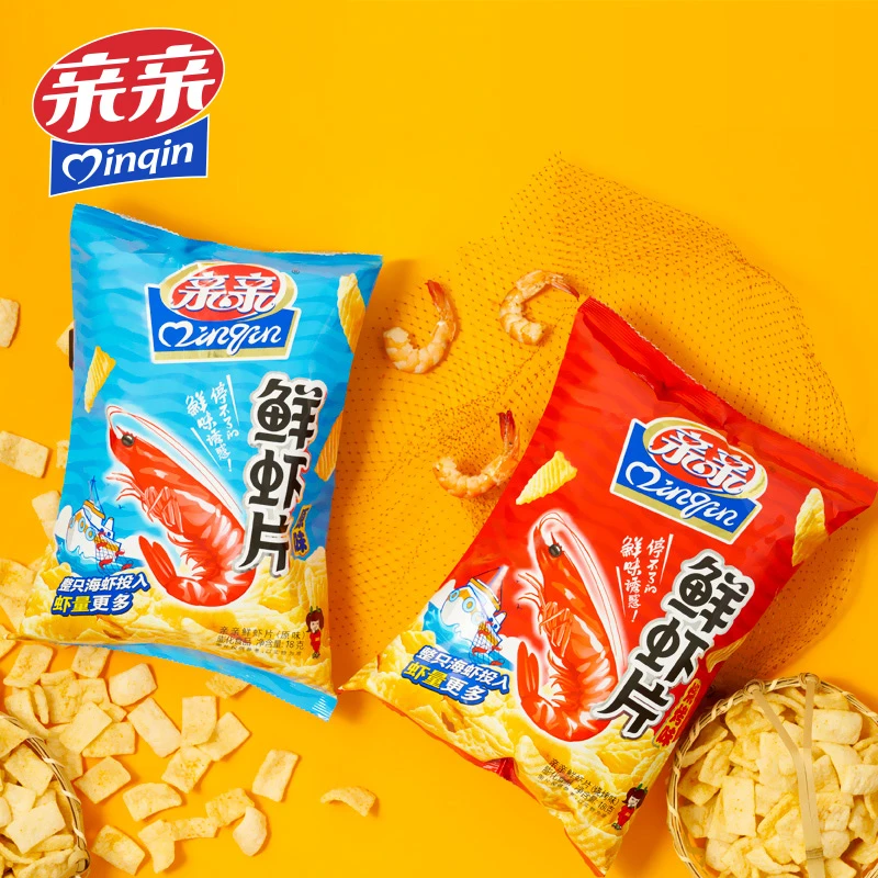 亲亲20包鲜虾片办公室零食儿时记忆小零食小吃网红散装囤货美味