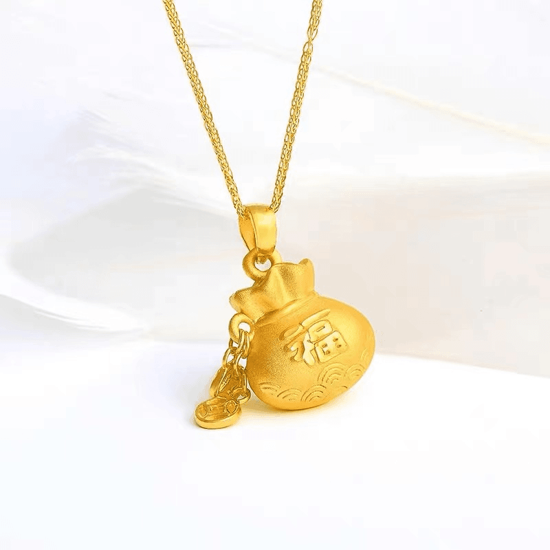 Chow Tai Seng/周大生足金黄金吊坠钱币流苏福袋钱袋定制（不含链）