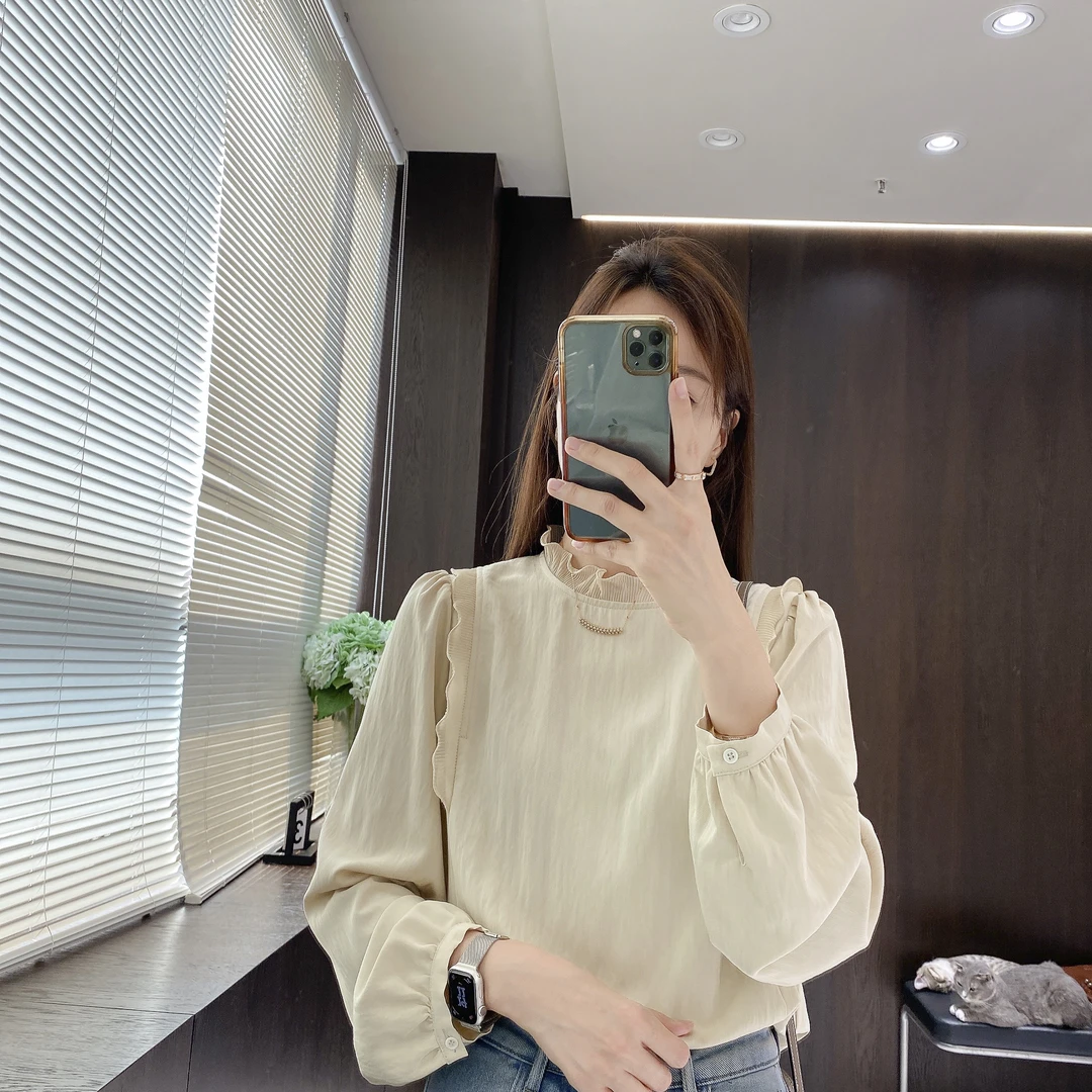 IMFLY金小金自制 衬衫DYW7759高智淡人衬衣女秋季气质木耳边小衫