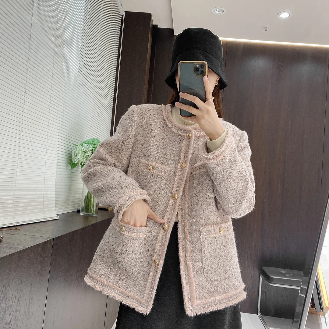 IMFLY金小金自制 羽绒服DYW8099时髦编织小香风短外套女冬装上新