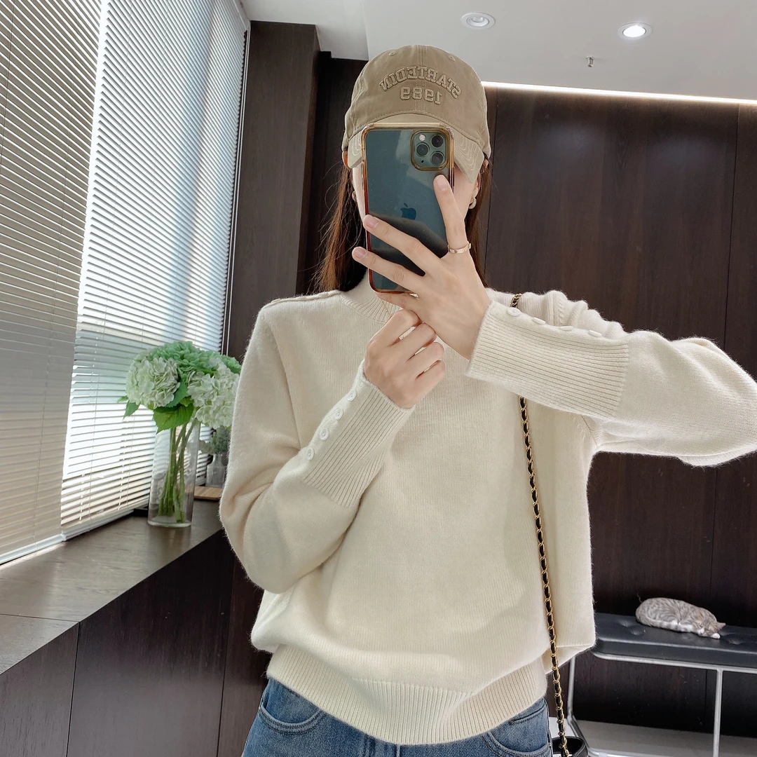 IMFLY金小金自制女装针织衫DYW8078纯色立领套头宽松秋冬新款毛衣