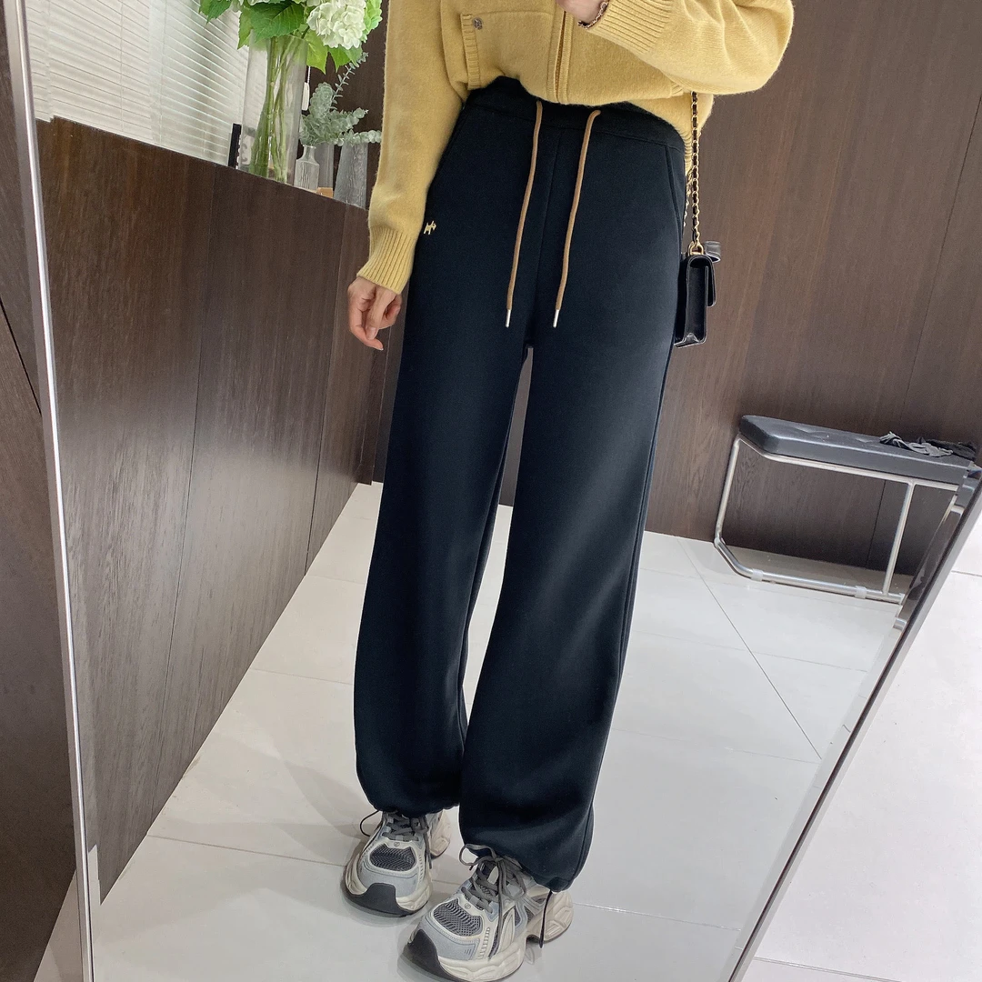 IMFLY金小金自制 加绒休闲裤DYK2335束脚卫裤女冬季保暖阔腿长裤
