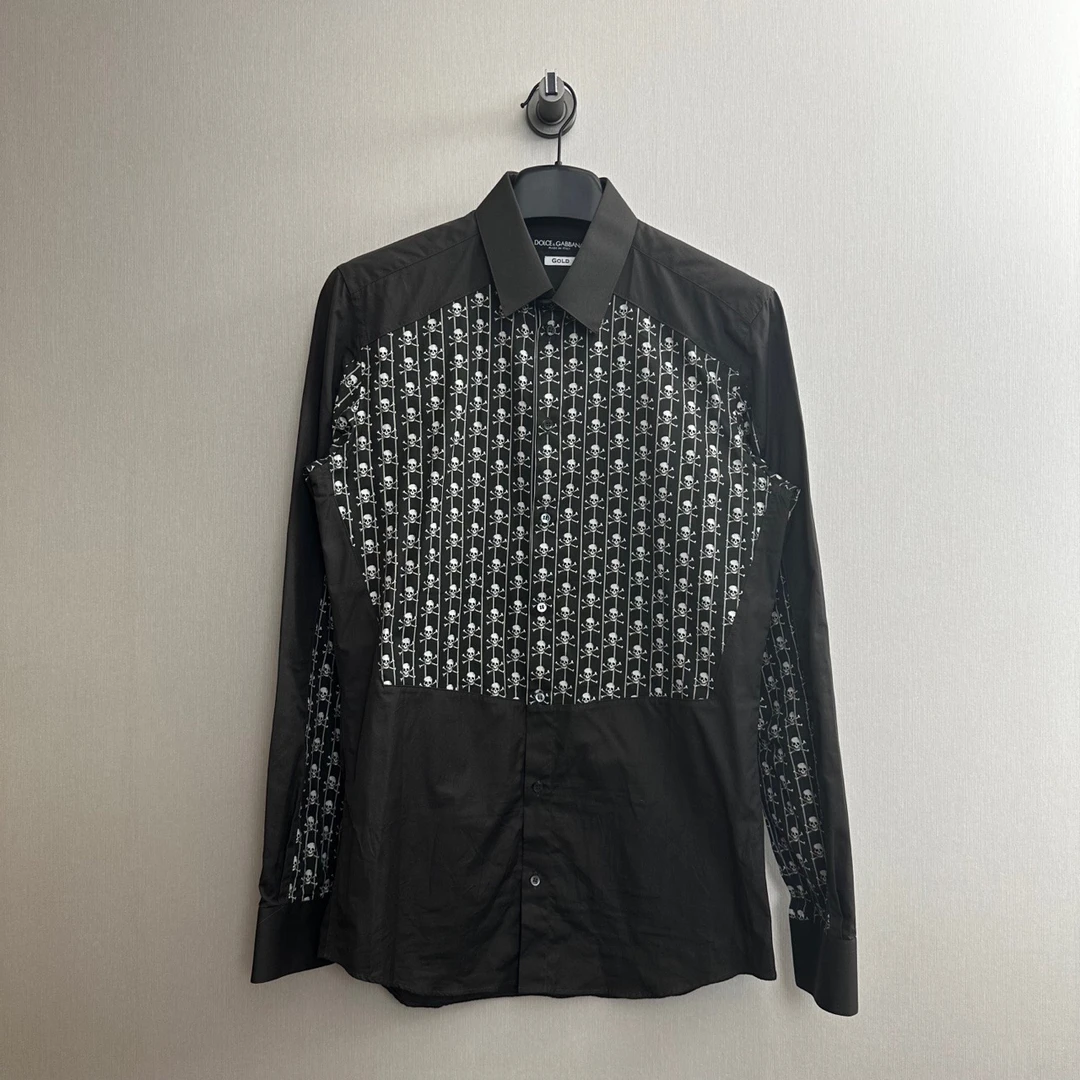 DG/满印骷髅头拼色衬衫/39码/95新/公价5700时尚