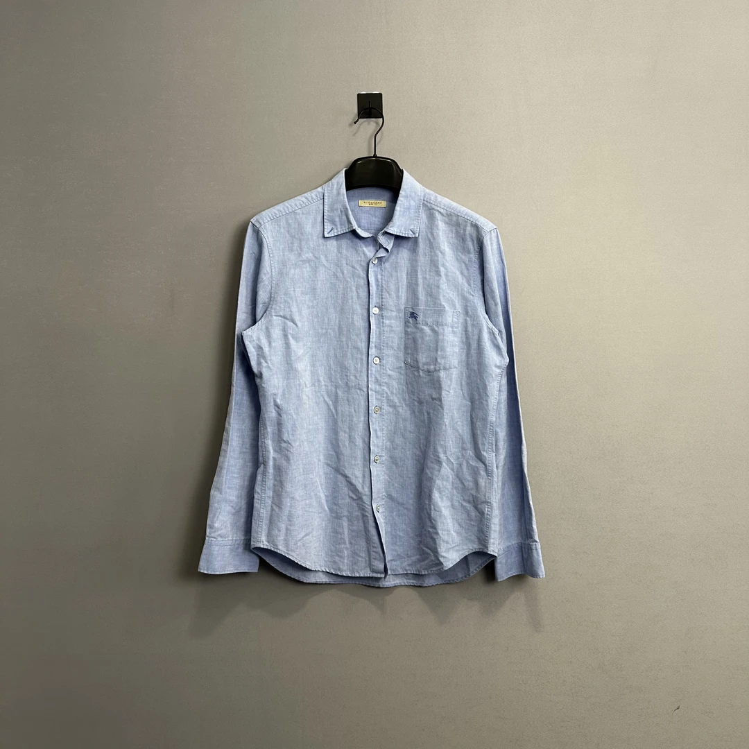 Burberry/博柏利蓝色战马长袖衬衫/M码/98新/公价4300