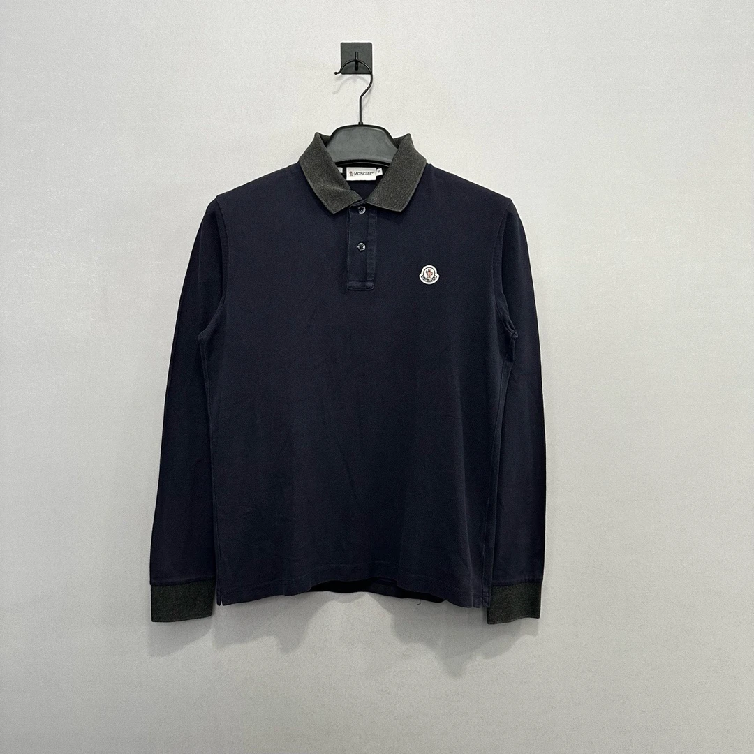 MONCLER/盟可睐黑色长袖时尚休闲Polo衫/S码/98新/公价5750