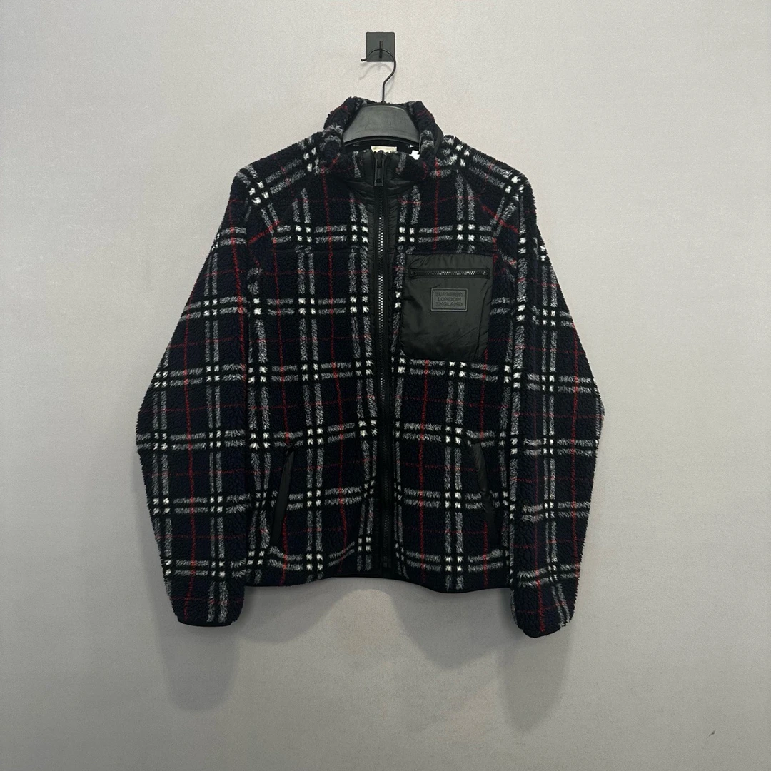 Burberry/博柏利格纹摇粒绒夹克/M码/98新/公价8200