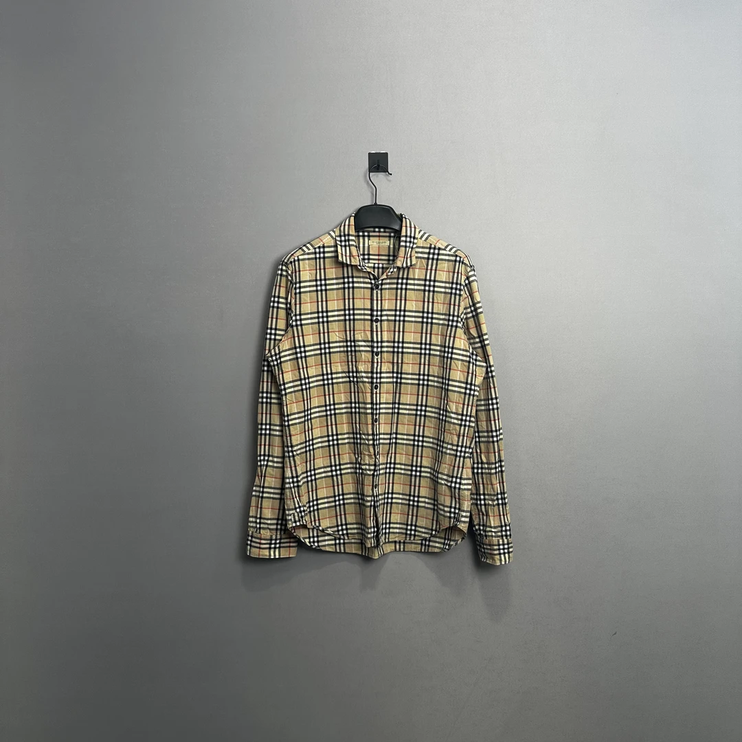 Burberry/博柏利棕色格纹长袖衬衫/L码/98新/公价6600