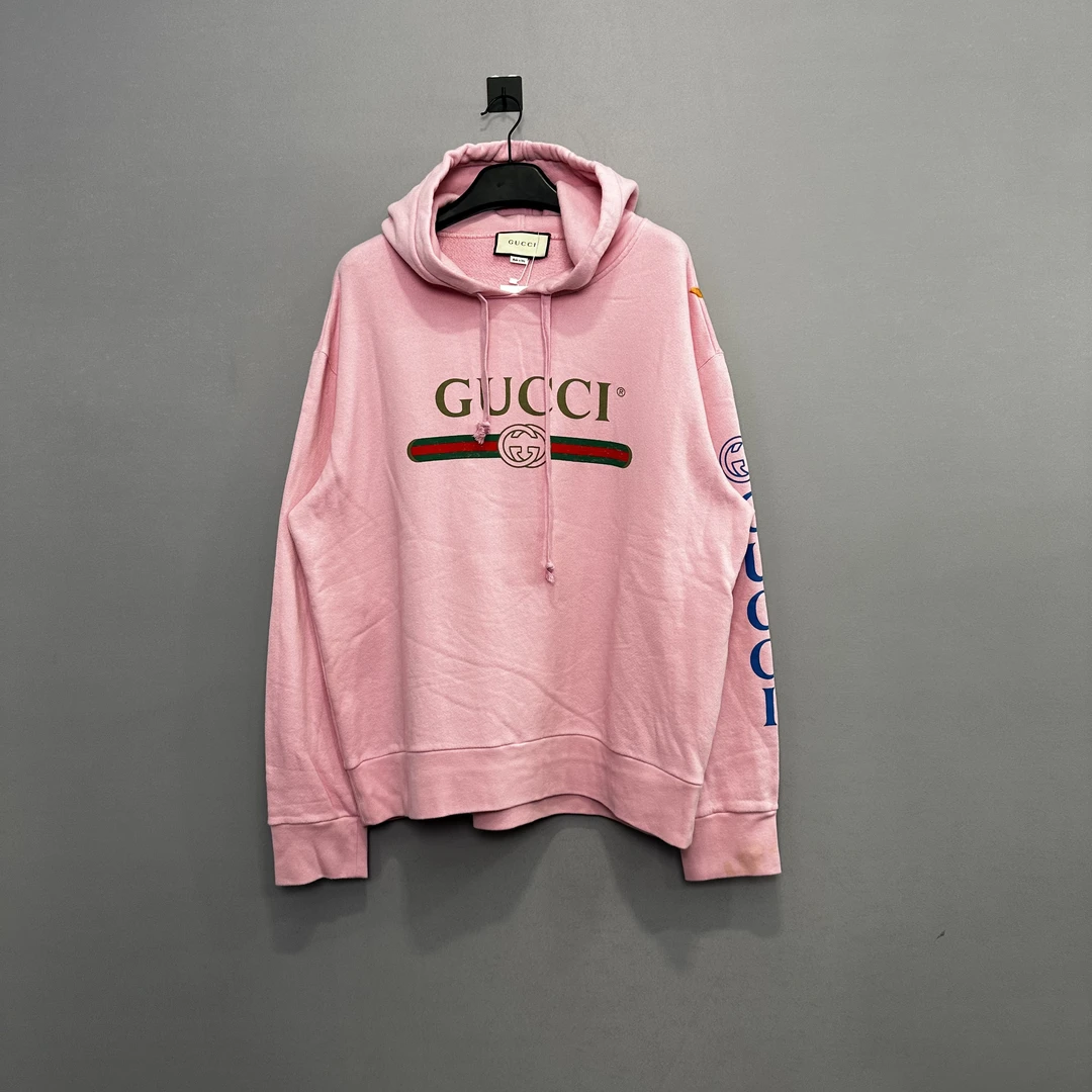 Gucci/古驰樱花粉重工刺绣腰带帽衫/XL码/98新/公价9100