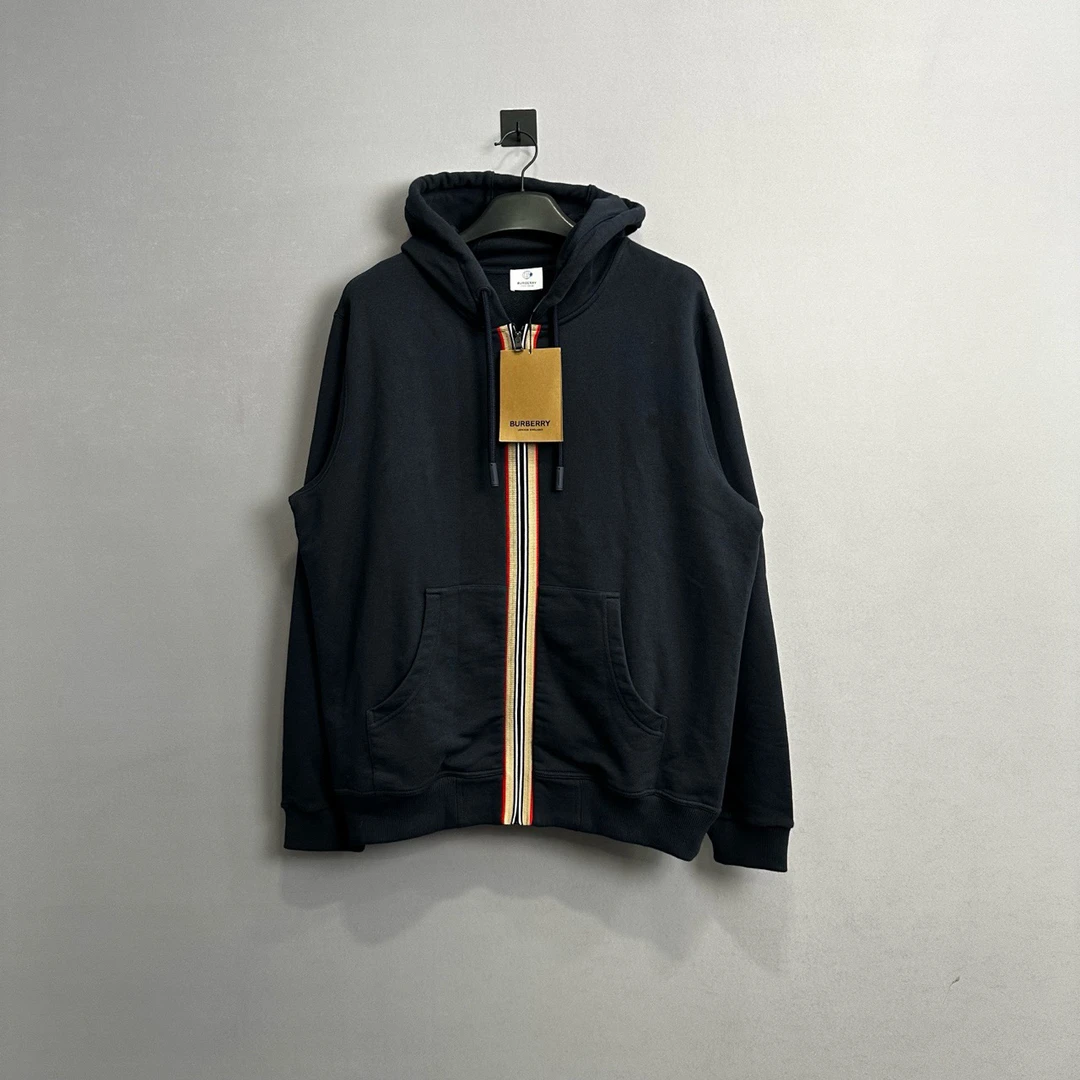 Burberry/博柏利条纹拉链帽衫/M码/全新原吊牌/公价8300
