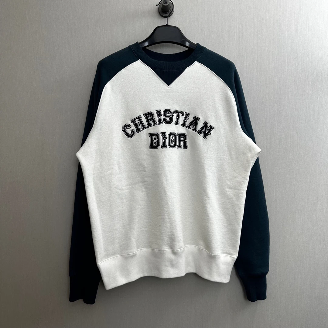 Dior/迪奥/白绿拼接字母休闲时尚卫衣/M码/全新带原吊/公价8900