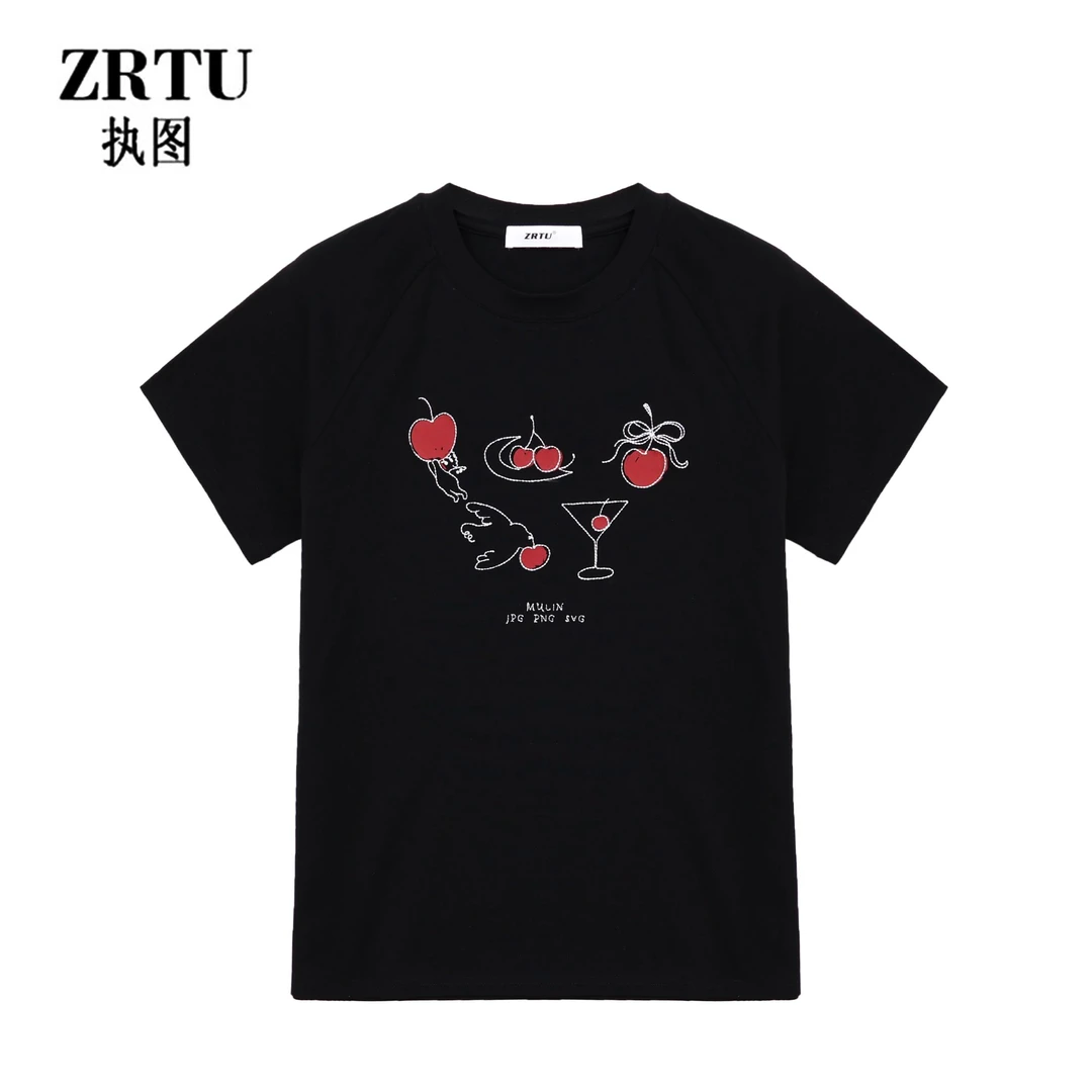 ZRTU/执图2025夏季新款时尚休闲潮流印花圆领T恤