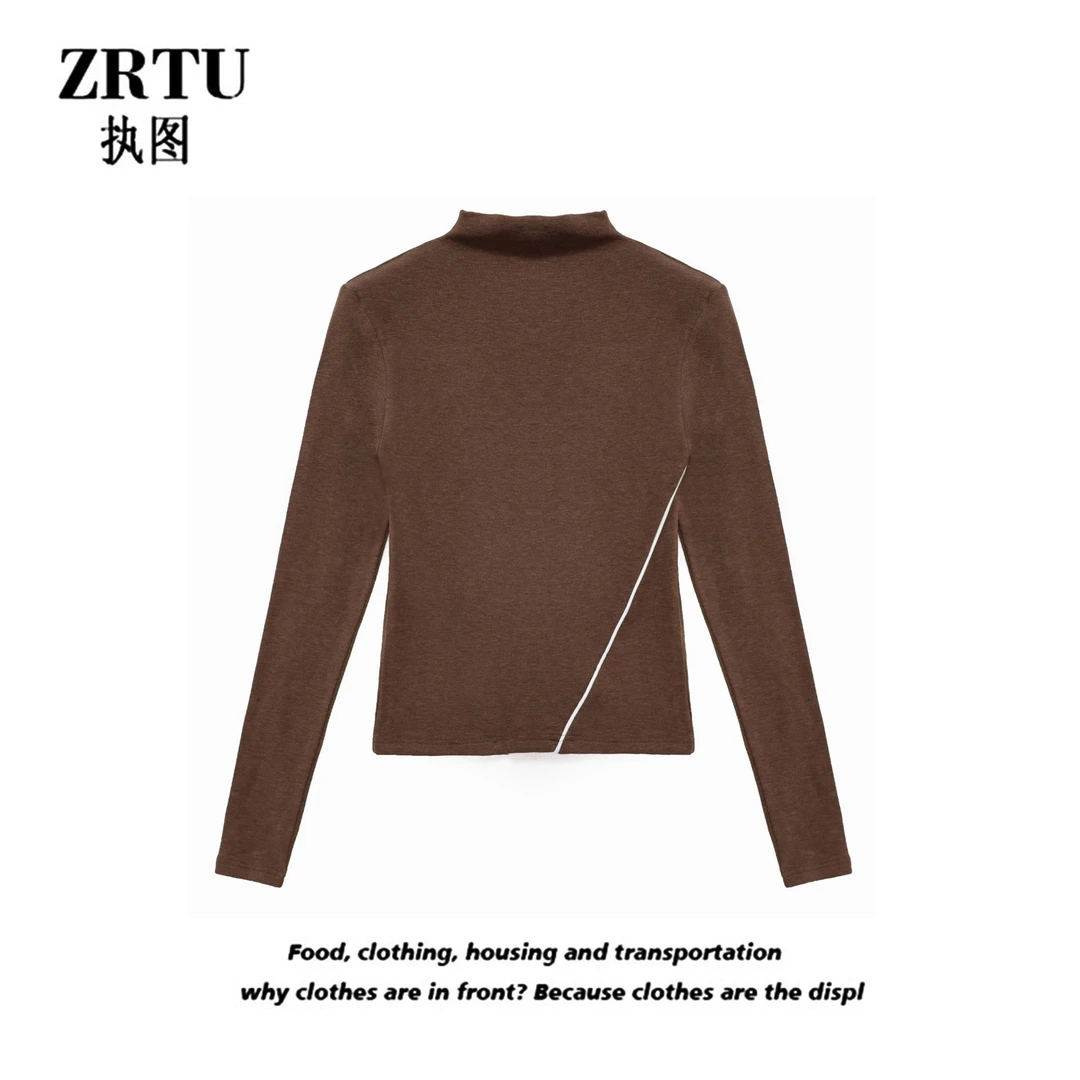 ZRTU/执图2025秋冬长袖半高领打底衫百搭修身T恤