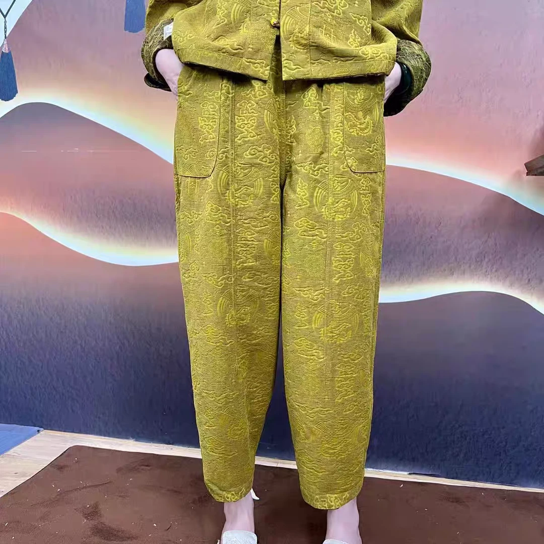 【油丝气球裤】香云纱100桑蚕丝花苞裤国风双面双穿灯笼长裤dz138