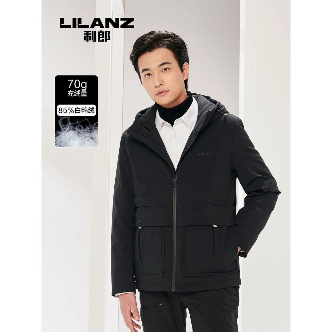 利郎男士羽绒服 连帽保暖冬季白鸭绒中长款加厚防风秋冬（22DBR101