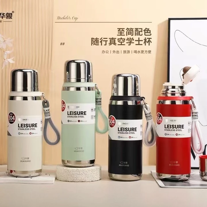 华象品牌大容量304不锈钢真空保温杯学生随手便携户外运动水杯子