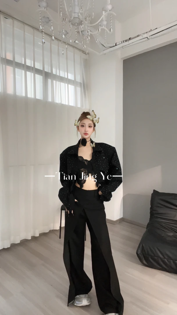 【田景野】24~设计感解构前双开叉高腰西装裤