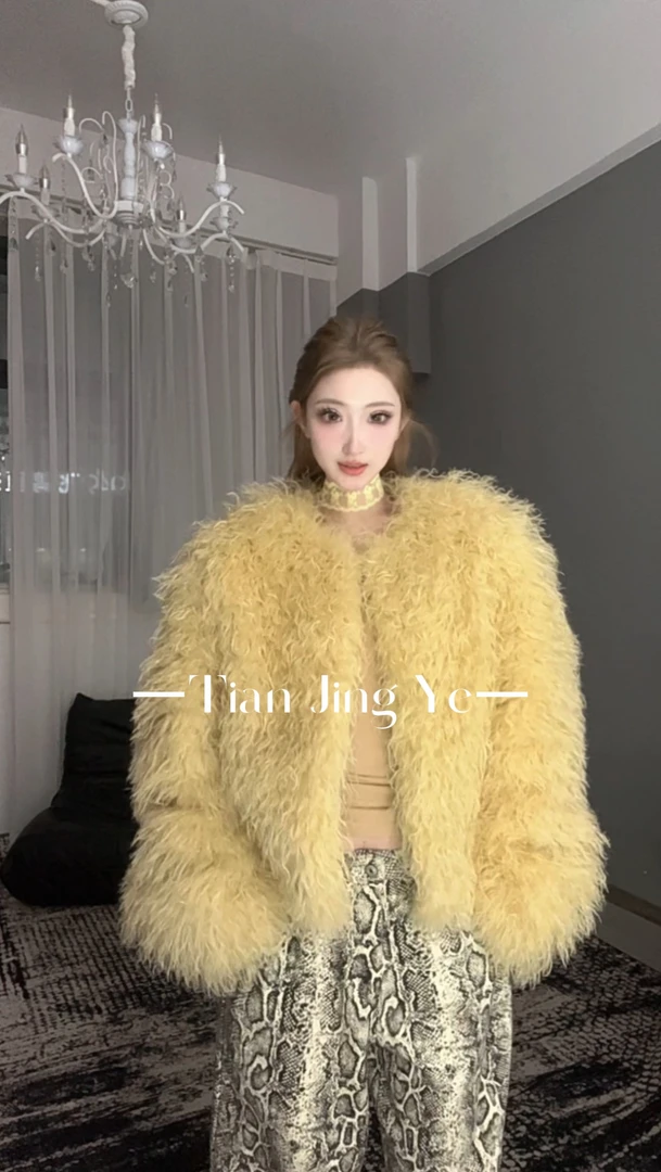 【田景野】24~冬季宽松加厚保暖环保羊卷毛毛外套