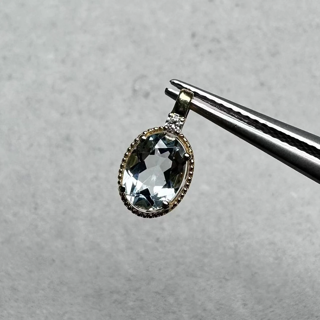 sz-39/天然海蓝宝18k金吊坠/主石0.7ct钻石0.015ct