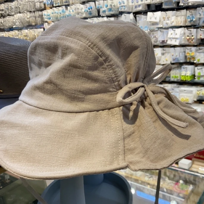 棉麻蝴蝶结防晒渔夫帽