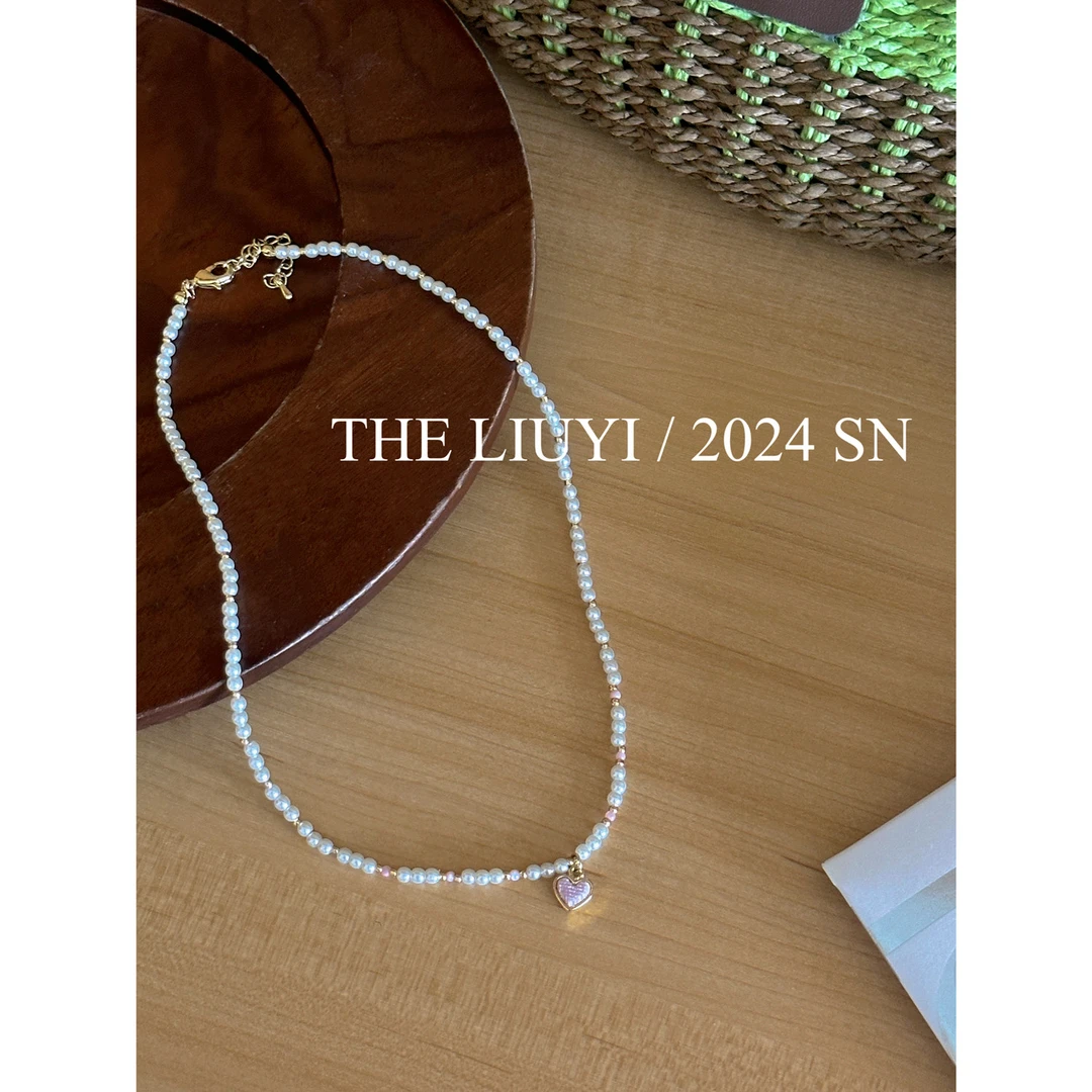 非金属仿珍珠项链 【LIUYI】高定精致爱心项链6001