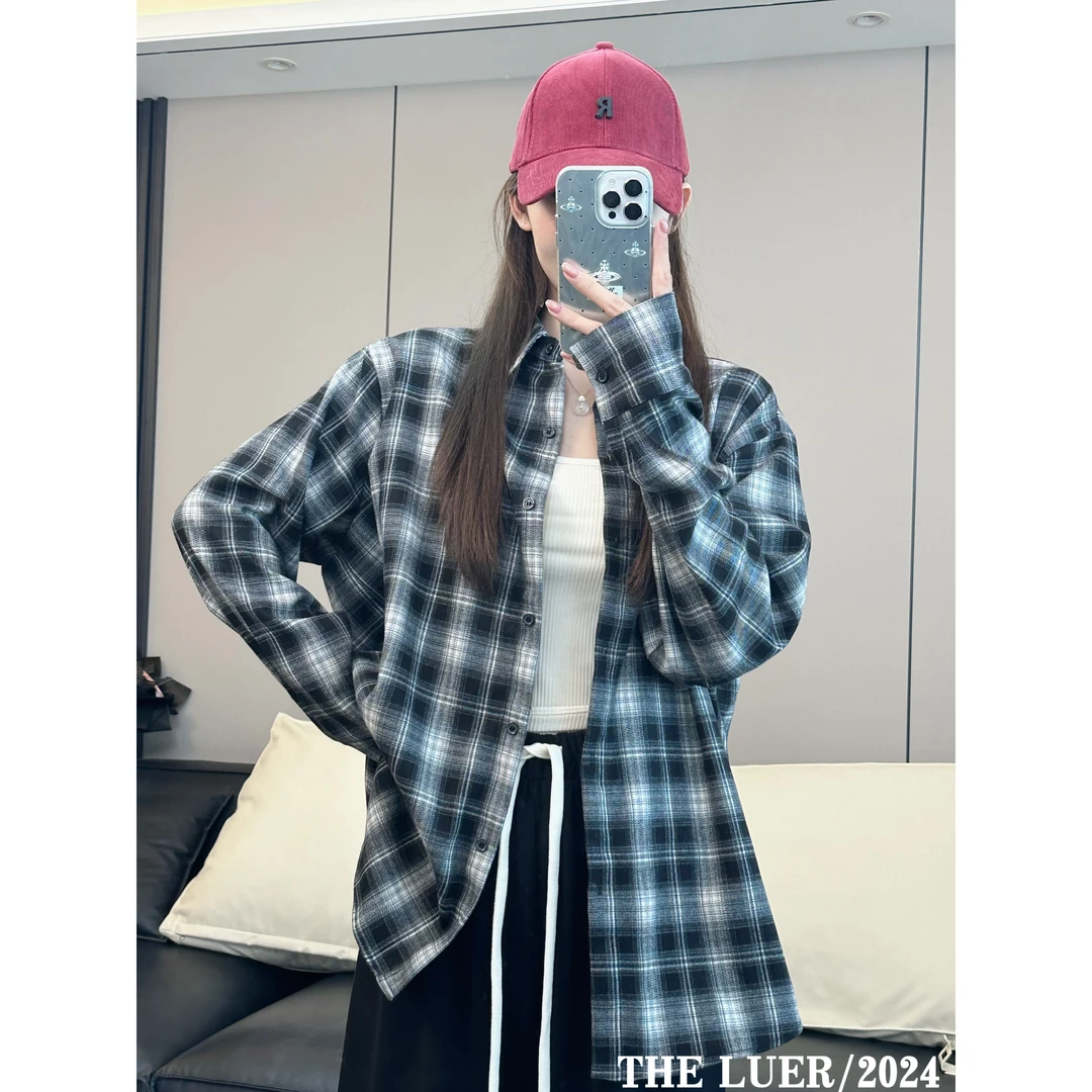 【LUER】格调派对~长袖纽扣格纹子衬衫903