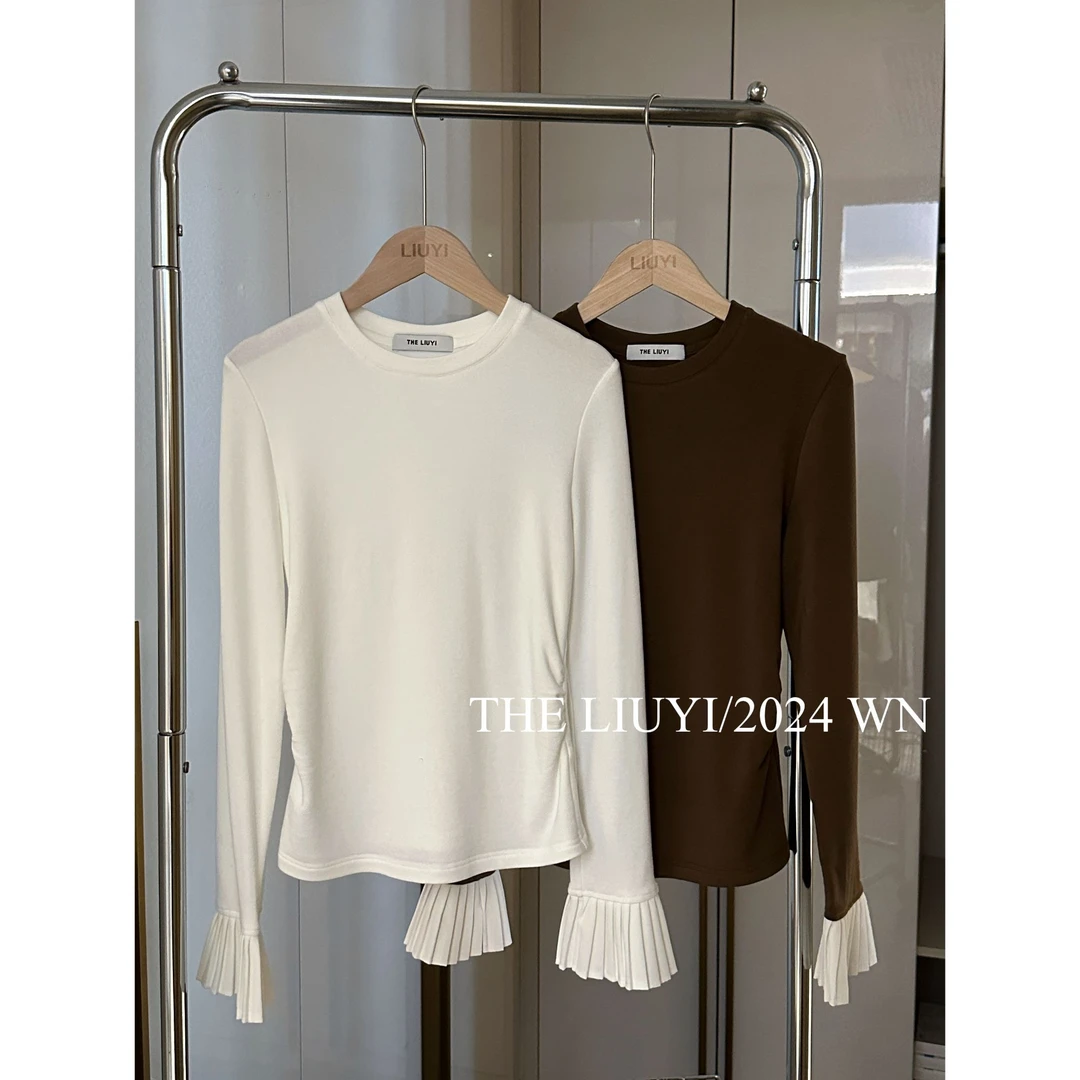 【LIUYI】美袖T～冬季加绒拼接显瘦内搭打底上衣411112