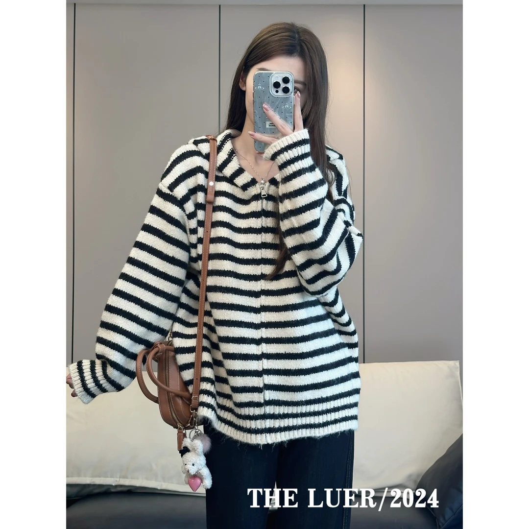 【LUER】幂式条纹~时尚休闲针织显瘦长袖毛衣107