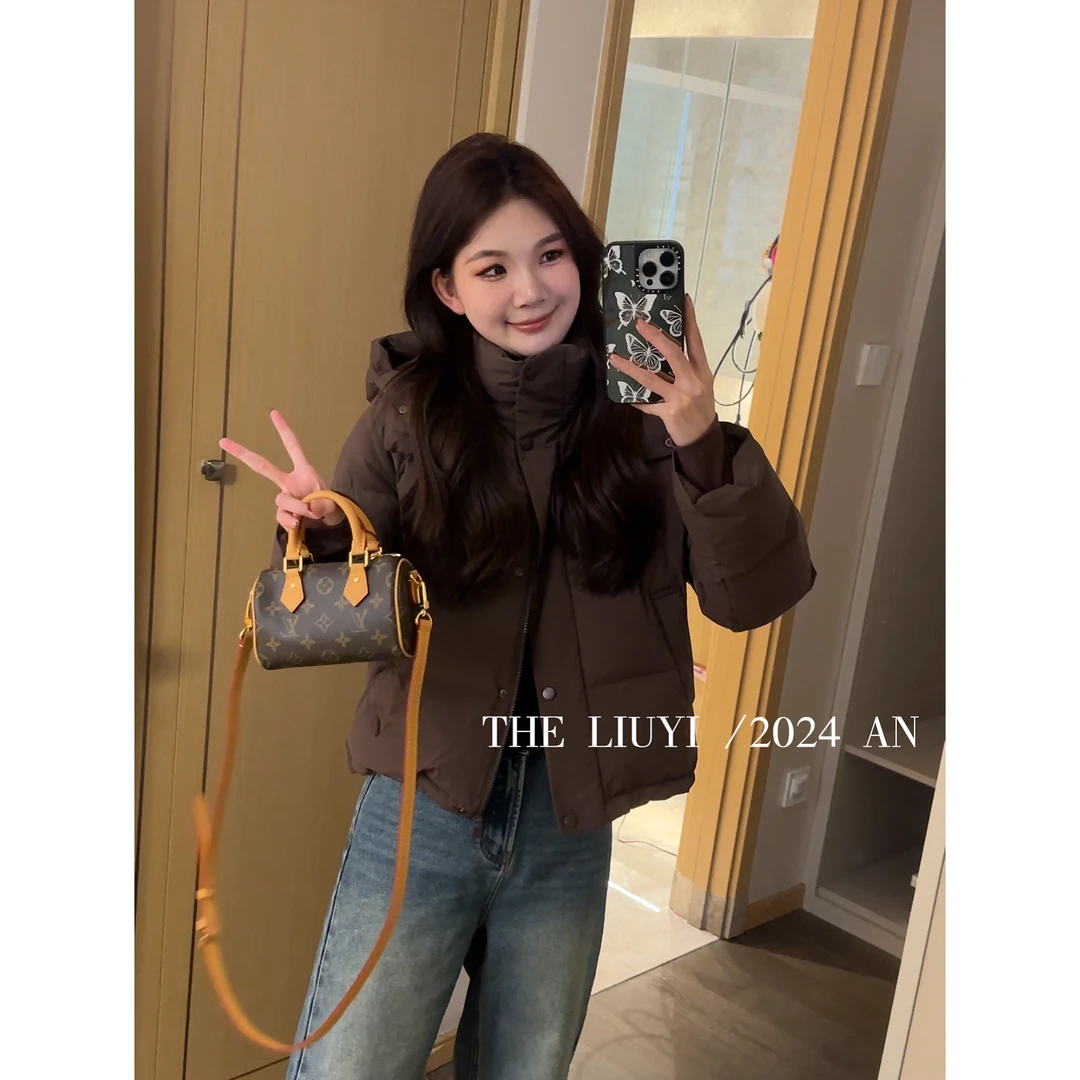 【LIUYI】咖啡豆～90白鸭绒新国标连帽羽绒服410114