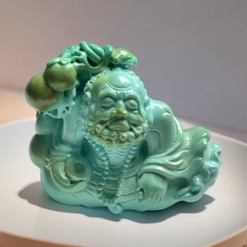 【帝丰】湖北十堰天然原矿绿松石精工高瓷达摩挂件吊坠