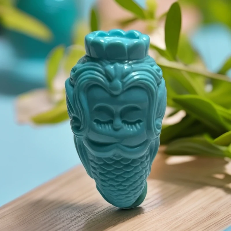 【帝丰】湖北十堰天然原矿绿松石精工高瓷美人鱼配饰