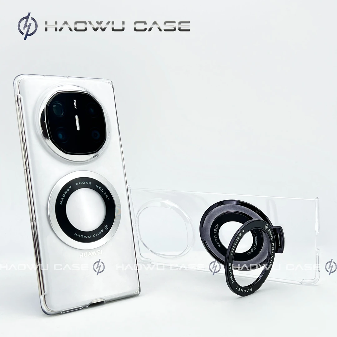 适用华为MateX6手机壳超薄透明磁吸无边框折叠屏抗指纹支架手机壳