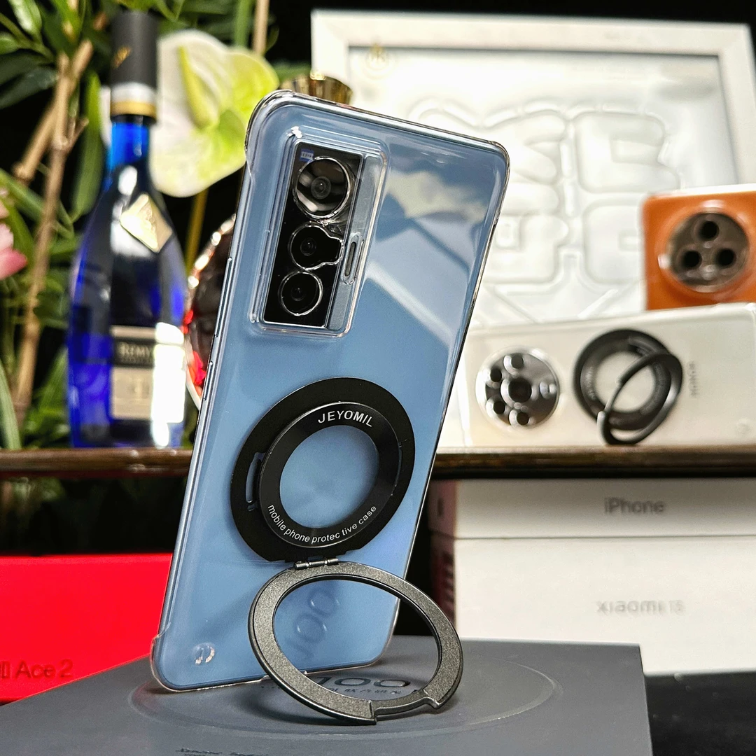 适用VIVOx70支架手机壳360度可旋转超薄无边框x70pro透明支点壳